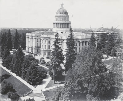 View of the east side of the State Capitol circa 1924