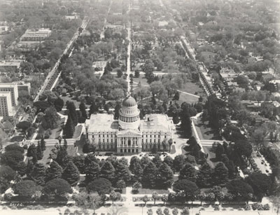 Aerial view of the State Capitol from the west side circa 1925